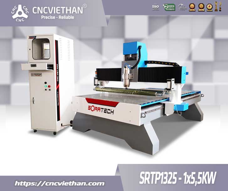 Máy cnc cắt ván công nghiệp kết hợp Tỳ phôi Soratech SRTP1325-1x5.5kw